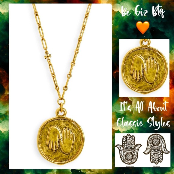 Authentic TORY BURCH Chain Necklace Medallion & whimsical embellishment hangs - Picture 5 of 13